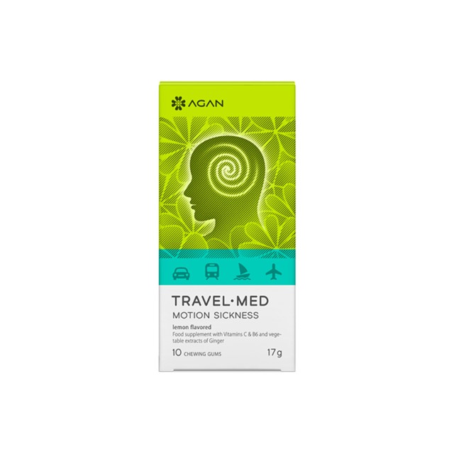 Agan Travel-Med Motion Sickness για την αντιμετώπιση της Ναυτίας των Ταξιδιωτών 10 chewing gums