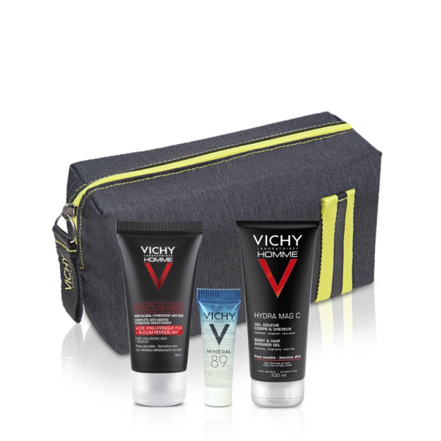 Vichy Set Dercos Homme Structure Force 50ml + Δώρο Vichy Homme Hydra Mag C 100ml + Vichy Mineral 89 4ml + Νεσεσέρ Κίτρινο