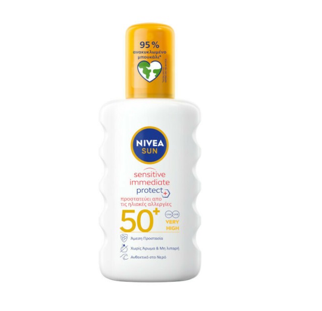 Nivea Sun Sensitive Immediate Protect Sun Spray SPF50 Αντιηλιακό Σπρέι 200ml