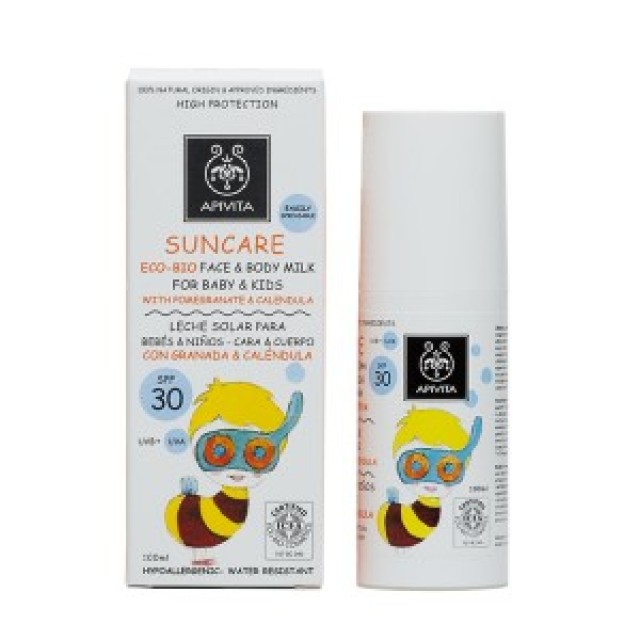 APIVITA SUNCARE ECO-BIO ΠΑΙΔΙΚΟ ΑΝΤΙΗΛΙΑΚΟ ΓΑΛΑΚΤΩΜΑ ΠΡΟΣΩΠΟ ΣΩΜΑ SPF30 100ML