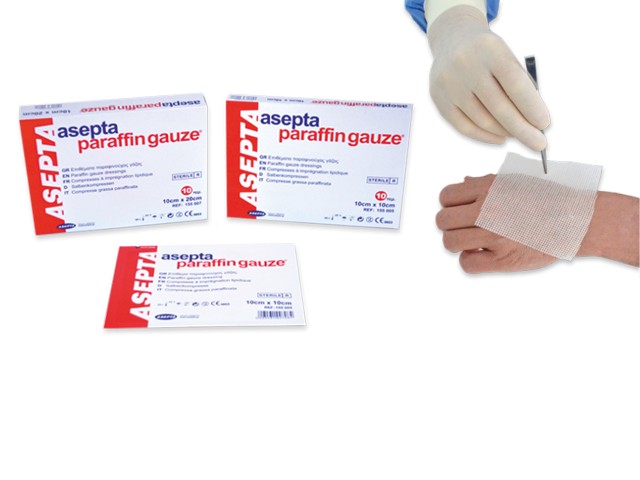 ASEPTA Paraffin Gauze Εμποτισμένα Επιθέματα (Παραφινούχα) 10cmX10cm 10τμχ