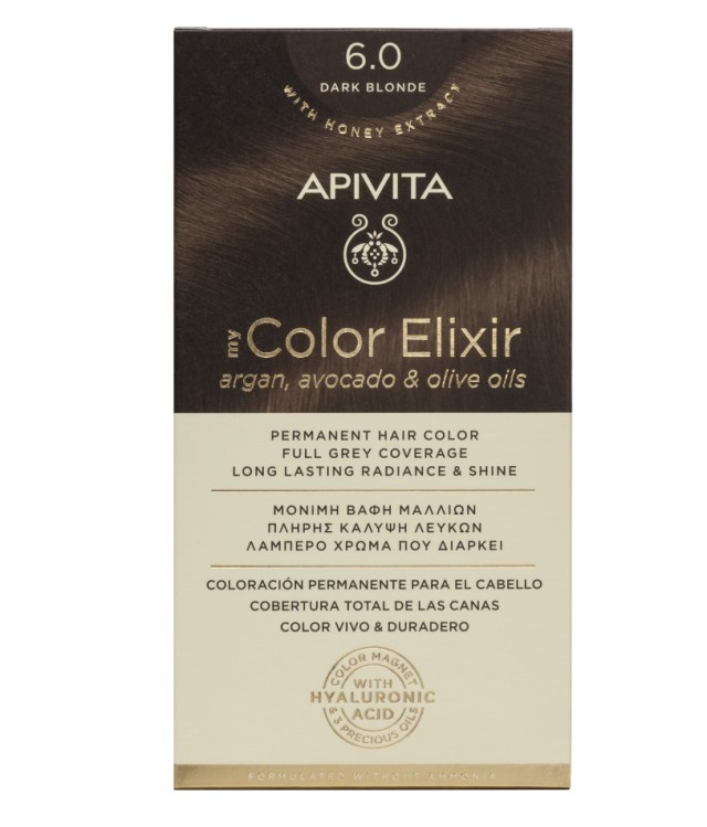 Apivita My Color Elixir kit Permanent Hair Dye 6.0 DARK BLONDE