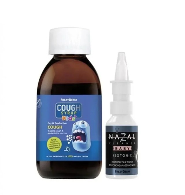 Frezyderm Set Cough Syrup Kids Σιρόπι για τον Ξηρό και Παραγωγικό Βήχα με Γεύση Φράουλα και Μέλι 1+  182gr + Nazal Cleaner Baby 30ml