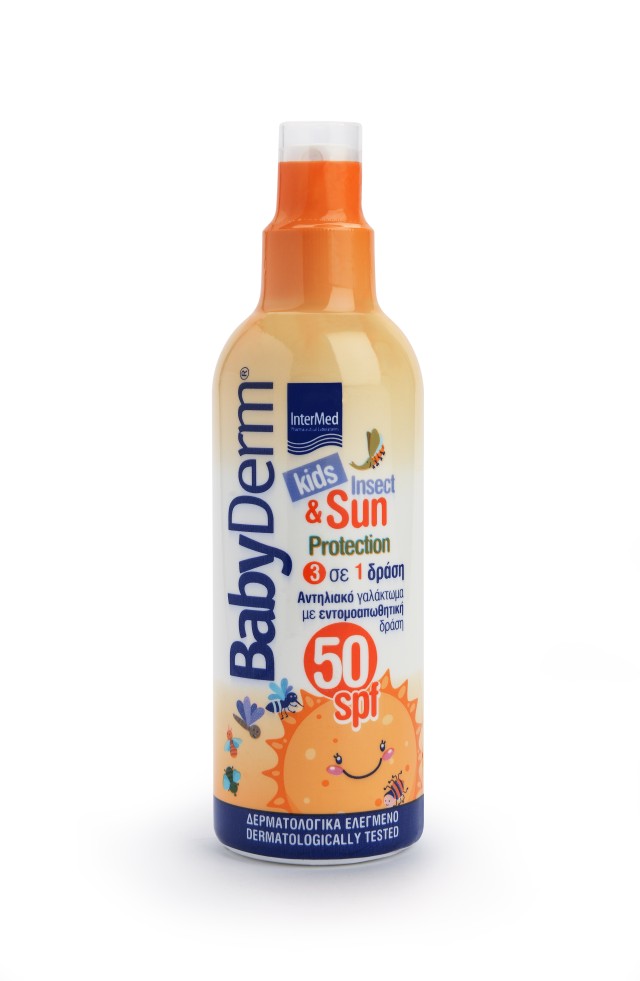 Intermed Babyderm Kids Insect & Sun Protection 3 σε 1 Παιδικό Αντηλιακό Γαλάκτωμα με Εντομοαπωθητική Δράση 200ml