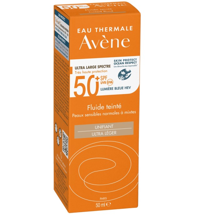 Avene Eau Thermale Fluide Teintee SPF50+ Αντιηλιακή Κρέμα Προσώπου με Χρώμα για Κανονικό Μικτό Ευαίσθητο Δέρμα 50ml