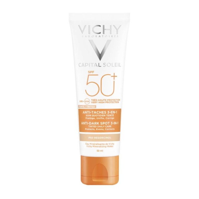 VICHY Ideal Soleil Anti Spot Αντηλιακή Προσώπου κατά των Κηλίδων με Χρώμα & μη Λιπαρή Υφή SPF50+ 50ml