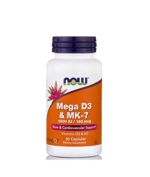 Now Foods Mega D3 & MK-7 5000IU/180mcg Vitamins D3 & K2 30caps