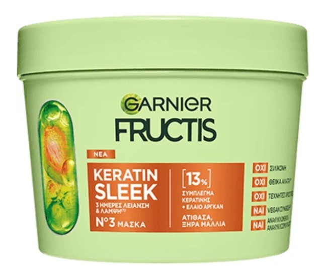 Garnier Fructis Keratin Sleek Μάσκα για Λεία & Λαμπερά Μαλλιά 370ml