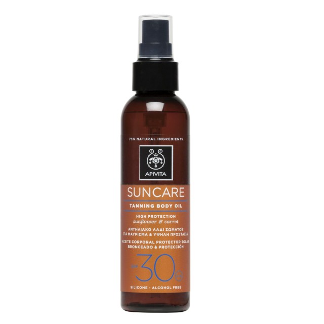 Apivita Suncare Sunbody Tanning Body Oil SPF30 με Hλίανθο & Kαρότο 150ml