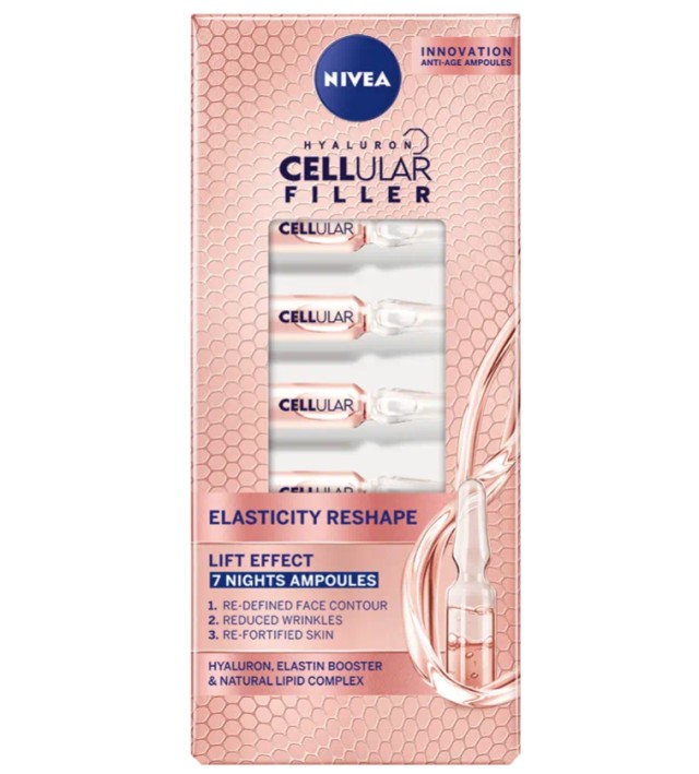 NIVEA Hyaluron Cellular Filler Διφασικές Αμπούλες για Επαναφορά Ελαστικότητας 7x1,2 ml ΝΕΟ