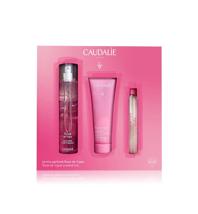 Caudalie Set Eau Fraiche Rose de Vigne 50 ml & Gel Douche Rose de Vigne 50ml & Free Gifts Eau Fraiche Rose de Vigne en roll-on 10ml