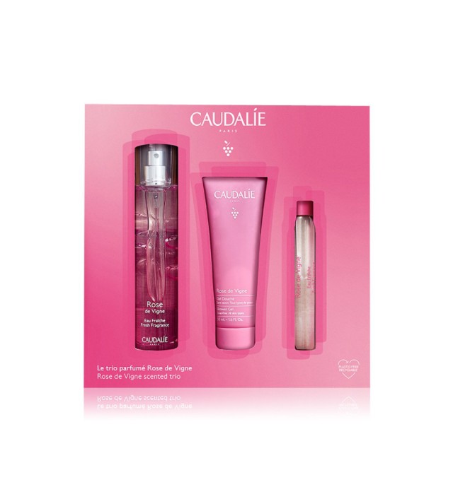 Caudalie Set Eau Fraiche Rose de Vigne 50 ml & Gel Douche Rose de Vigne 50ml & Free Gifts Eau Fraiche Rose de Vigne en roll-on 10ml