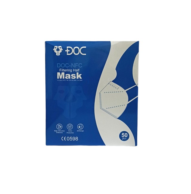 DOC-NFC Filtering Half Mask Μάσκα Υψηλής Προστασίας FFP2 Λευκή 50τμχ