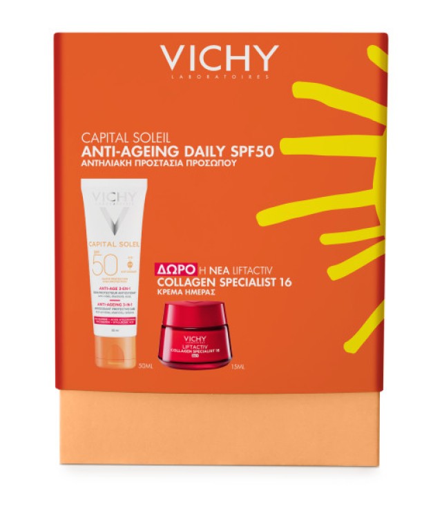 Vichy Set Capital Soleil SPF50 Anti-Ageing 3-in-1 50ml + Δώρο Liftactiv Collagen Specialist 16 Day Cream 15ml