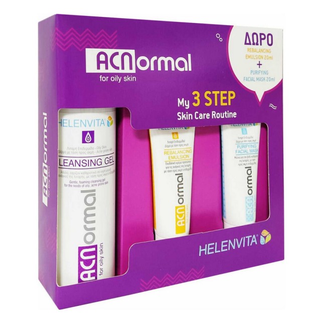 Helenvita Set Acnormal Cleansing Gel 200ml + Δώρο Acnormal Rebalancing Emulsion 20ml + Δώρο Acnormal Purifying Facial Mask 20ml