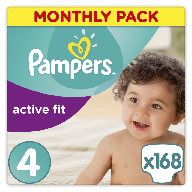 PAMPERS Active Fit Monthly Pack Maxi 168 τεμ Νο 4 (7-18kg)