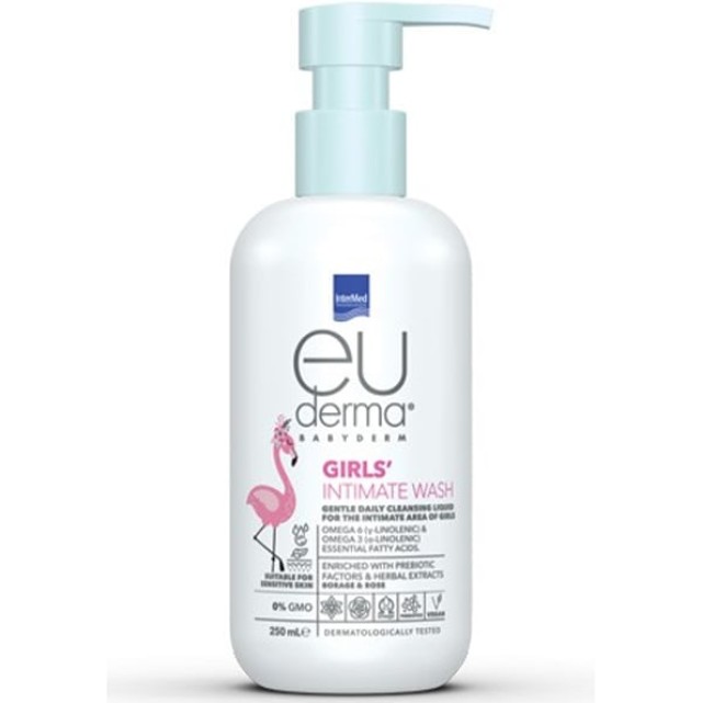 Intermed Euderma Babyderm Girls' Intimate Wash Καθημερινό Καθαριστικό Υγρό για την Ευαίσθητη Περιοχή των Κοριτσιών 250ml