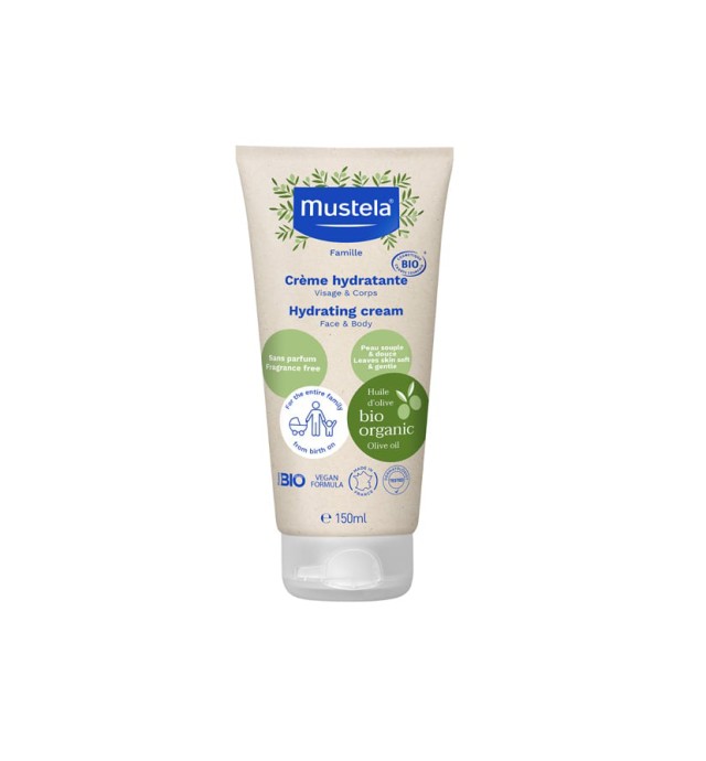 Mustela Organic Hydrating Βιολογικά Πιστοποιημένη Ενυδατική Κρέμα Προσώπου & Σώματος με Βιολογικό Ελαιόλαδο 150ml
