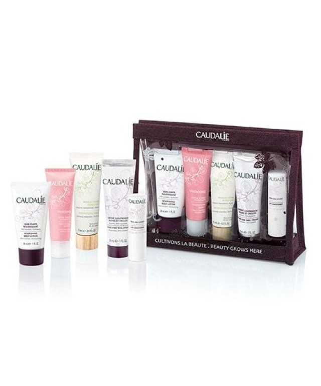 Caudalie Beauty Grows Here Winter Set - Caudalie Soin Corps Nourrissant 30 ml + Caudalie Vinosource Creme Sorbet Hydratante 20 ml + Caudalie Masque-Creme Hydratant 15 ml + Caudalie Creme Gourmande Mains et Ongles 30 ml + Caudalie Soin des Levres 4,5g