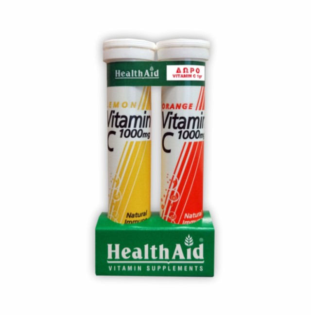 Health Aid Vitamin C 1000mg με Γεύση Λεμόνι 20tabs +  Δώρο Vitamin C 1000mg με Γεύση Πορτοκάλι 20tabs