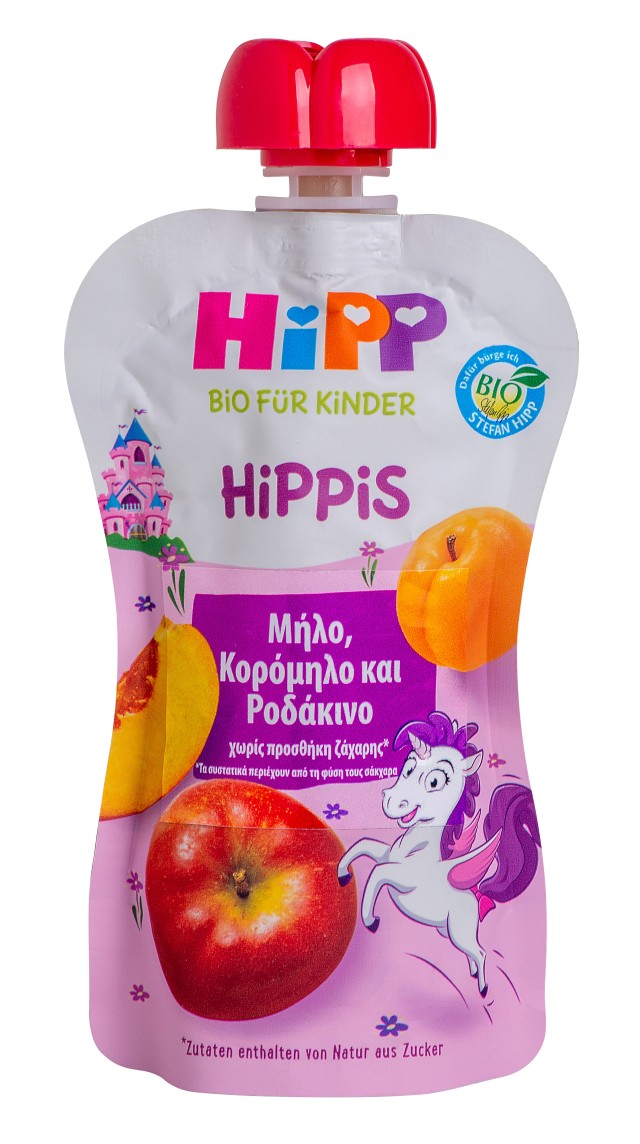 Hipp Hippis Μονόκερος Μήλο,Κορόμηλο και Ροδάκινο 100gr