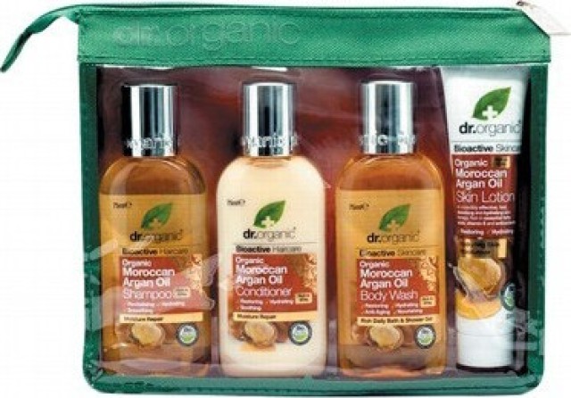Dr.Organic Set Moroccan Argan Oil Shampoo 75ml + Moroccan Argan Oil Conditioner 75ml + Moroccan Argan Oil Body Wash 75ml & Moroccan Argan Oil Skin Lotion 30ml