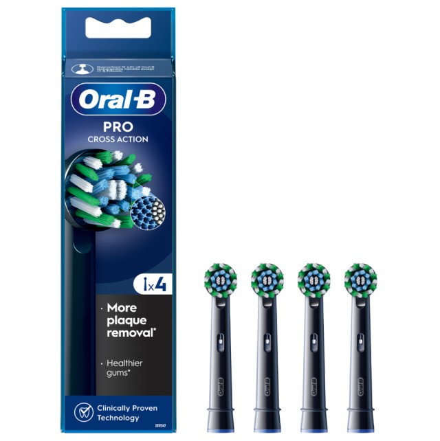 Oral-B Pro CrossAction Black Ανταλλακτικές Κεφαλές Οδοντόβουρτσας 4τμχ