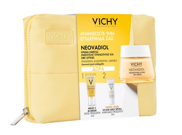 Vichy Set Neovadiol Αντιγηραντική Κρέμα Ημέρας 50ml & Δώρα Meno 5 Bi-Serum 5ml, Capital Soleil UV-Age Spf50+ 3ml και Νεσεσέρ