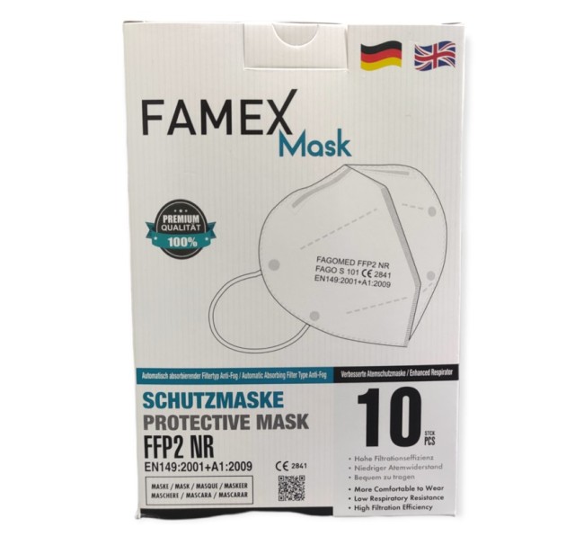 Famex Mask Μάσκες Υψηλής Προστασίας Λευκή FFP2 NR 10τμχ