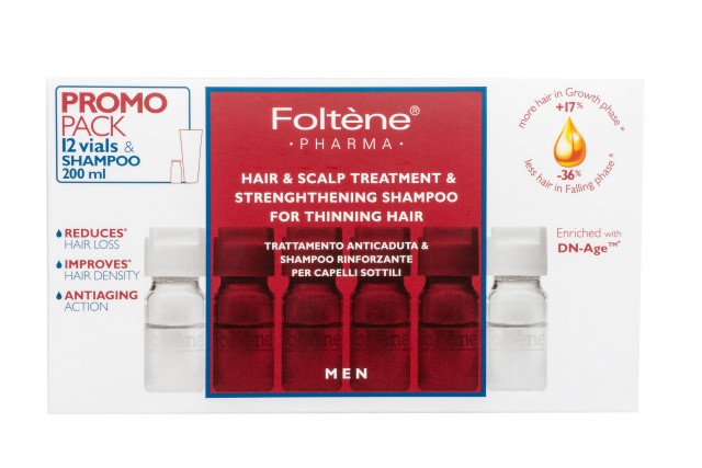 Foltene Promo Pack Men Hair and Scalp Treatment & Shampoo Αγωγή με Αμπούλες Κατά της Ανδρικής Τριχόπτωσης 12 αμπούλες & Σαμπουάν Ενδυνάμωσης 200ml