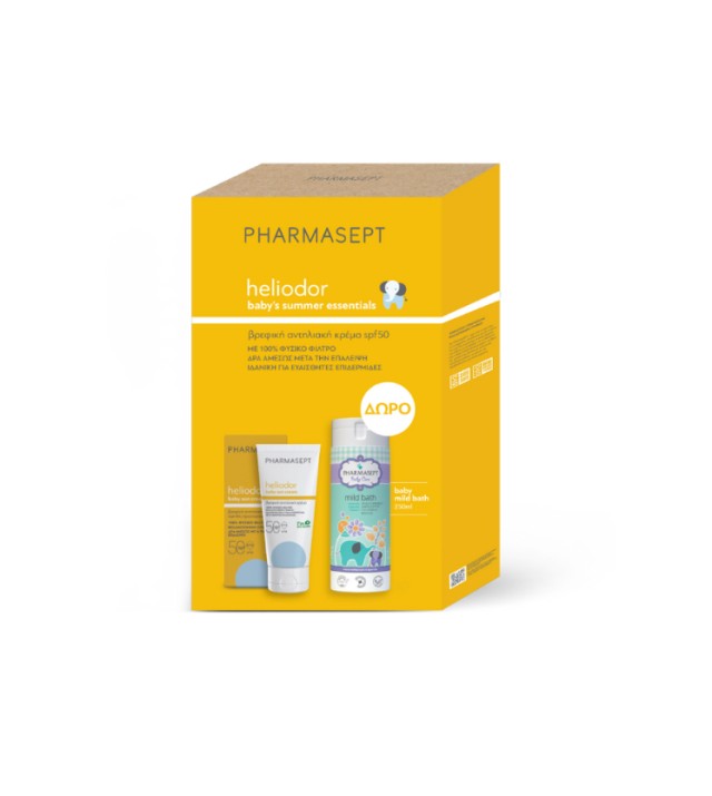 Pharmasept Set Heliodor Baby's Summer Essentials με Heliodor Βaby Sun Cream SPF50 Βρεφική Αντιηλιακή Κρέμα 100ml + Δώρο Baby Mild Bath Απαλό Βρεφικό Αφρόλουτρο 250ml