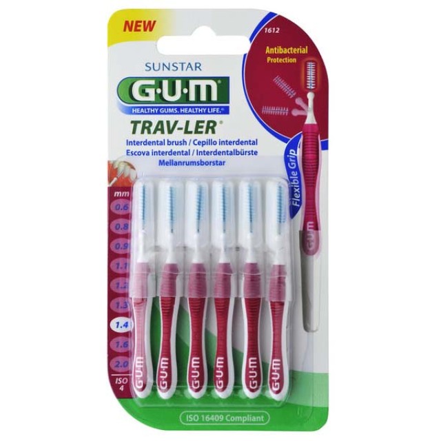Gum 1612 Μεσοδόντια Trav-Ler Interdental Brush 1,4mm 6τμχ με -25%