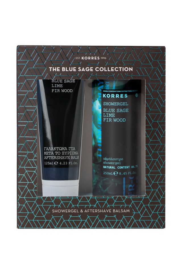 Korres Set Αφρόλουτρο Blue Sage, Lime & Fir Wood 250ml & Γαλάκτωμα Για Μετά το Ξύρισμα Blue Sage, Lime & Fir Wood 125ml