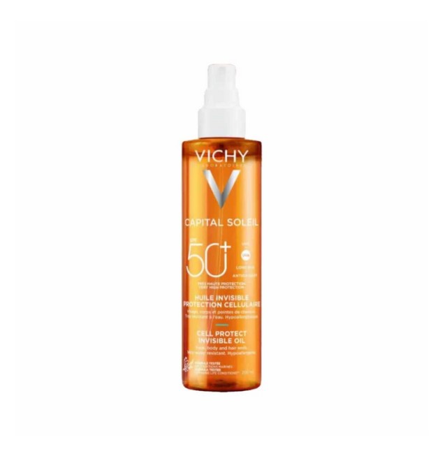 Vichy Capital Soleil Cell Protect Invisible Oil Αντηλιακό Λάδι Spf50+ 200ml