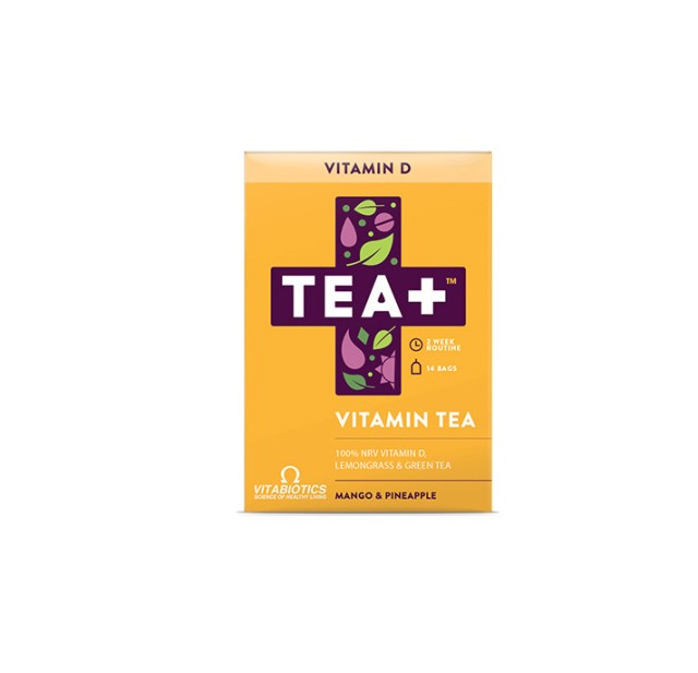 Vitabiotics TEA+ Vitamin D Tea με Γεύση Μάνγκο & Ανανά 14τμχ