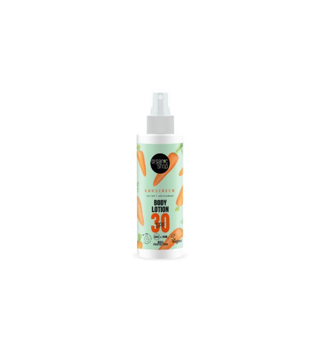 Organic Shop Sunscreen Body Lotion SPF30 Αντηλιακή Λοσιόν Σώματος με Καρότο 150ml