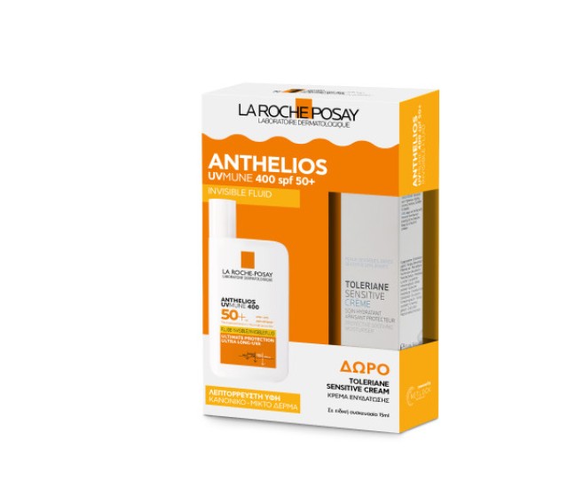 La Roche Posay Set Anthelios SPF50+ UVMune 400 Invisible Fluid 50ml με Άρωμα+ Δώρο Toleriane Sensitive Moisturiser Cream 15ml