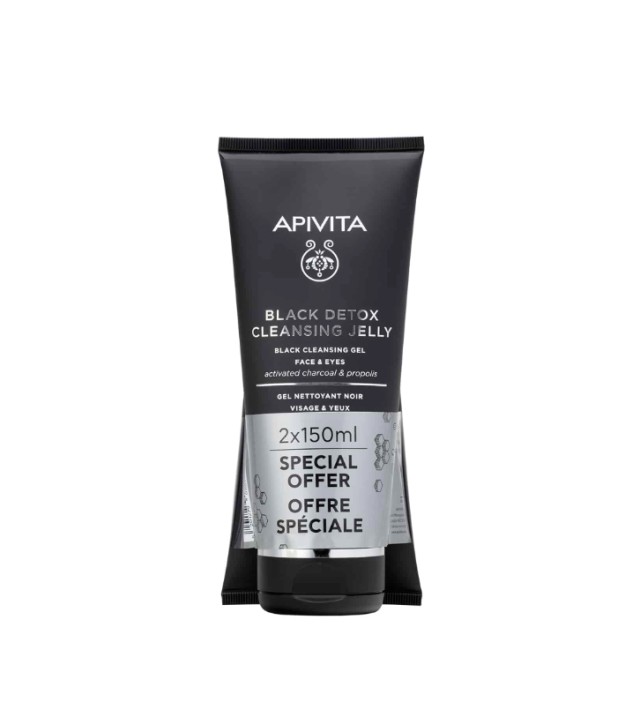 Apivita Set Black Detox Duo Gel Καθαρισμού για Πρόσωπο & Μάτια 2x150ml