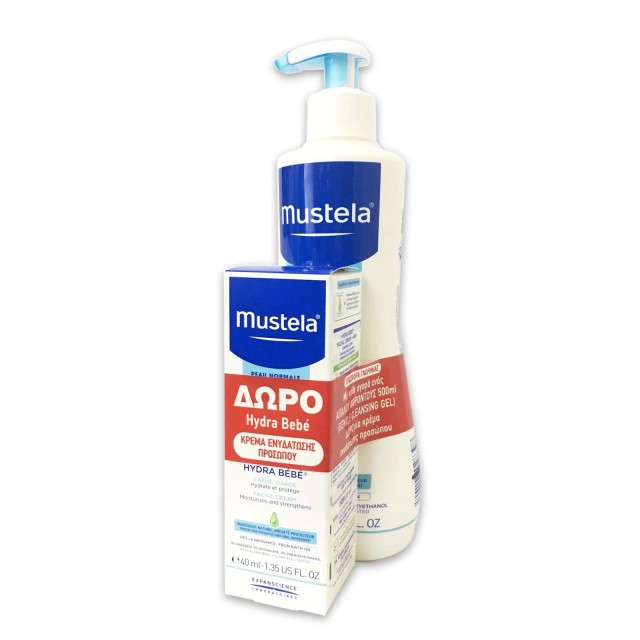 Mustela Set Gentle Cleansing Gel 500ml + Δώρο Hydra Bebe Facial Cream 40ml