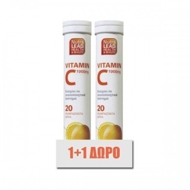 Nutralead 1+1 ΔΩΡΟ Αναβράζουσα Vitamin C 1000mg 20 eff tabs, 2 τεμάχια