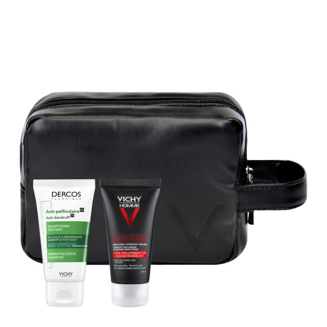 Vichy Home Set Structure Force Ανδρική Αντιγηραντίκη Φροντίδα για Πρόσωπο Μάτια 50ml + Δώρο Dercos Antidandruff DS για Κανονικά & Λιπαρά Μαλλιά 50ml + Νεσεσέρ 1τμχ
