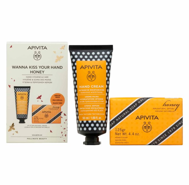 Apivita Set Wanna Kiss Your Hand Honey Κρέμα Χεριών Εντατικής Ενυδάτωσης Πλούσιας Υφής 50ml & Apivita Σαπούνι με Μέλι 125gr