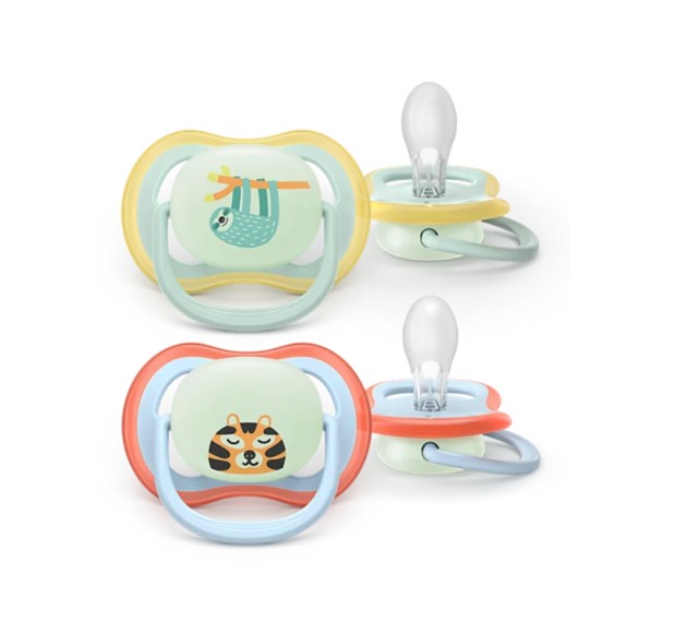 Avent Philips Ultra Air Nighttime SCF376/24 Ορθοδοντική Πιπίλα Σιλικόνης για Αγόρι 0-6m 2τμχ