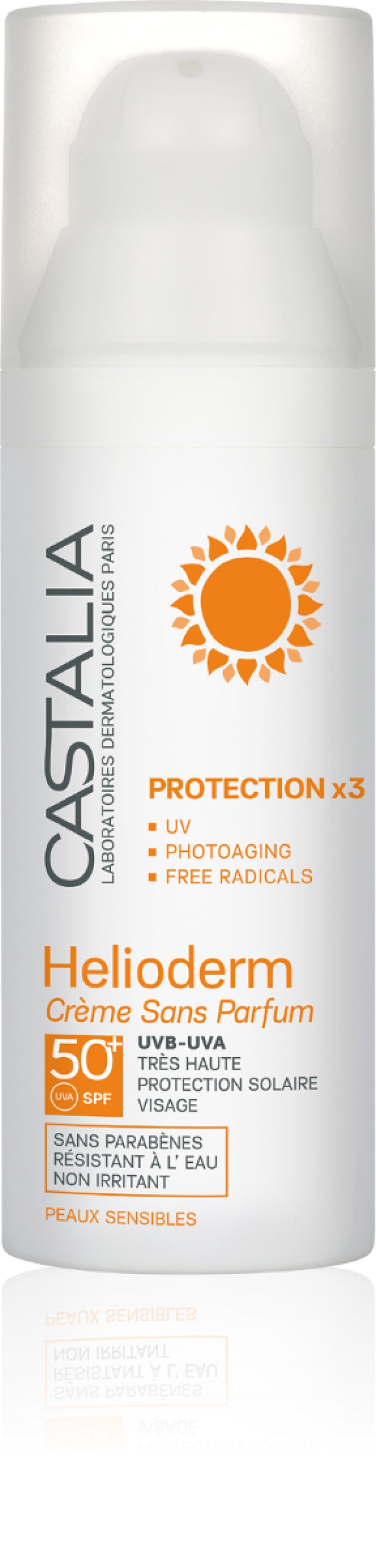Castalia Helioderm Creme Sans Parfum Protection x3 SPF50 Αντιηλιακή Κρέμα Προσώπου Χωρίς Άρωμα 50ml
