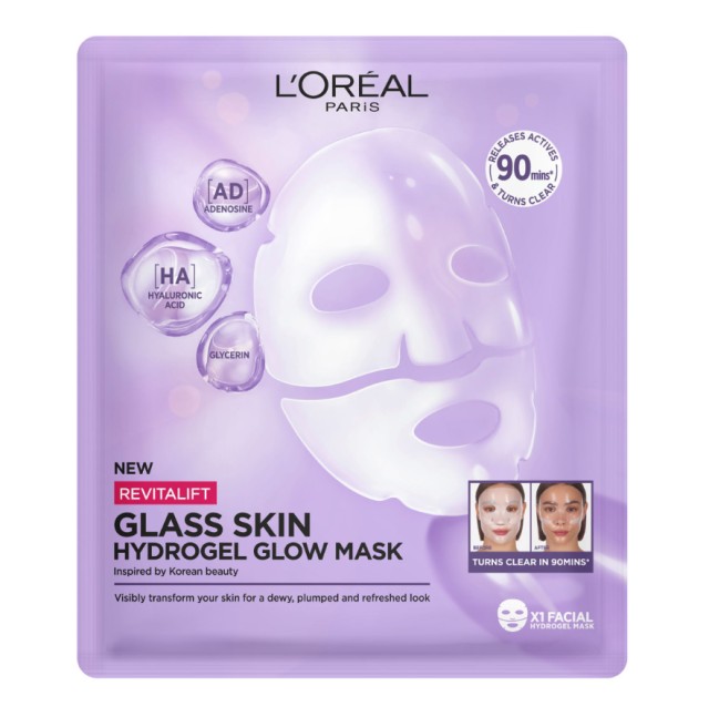 L'oreal Paris Revitalift Filler Glass Skin Hydrogel Μάσκα Λάμψης 1τμχ