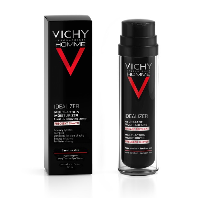 VICHY Homme Idealizer Rasage Frequent Ανδρική Ενυδατική Κρέμα Πολλαπλών Δράσεων Πρόσωπο & μετά το Ξύρισμα 50ml