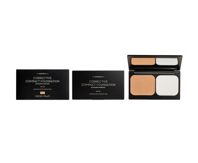 Korres Corrective Compact Foundation SPF20 Activated Charcoal ACCF2 Διορθωτικό Compact Make Up με Ενεργό Άνθρακα 9.5gr