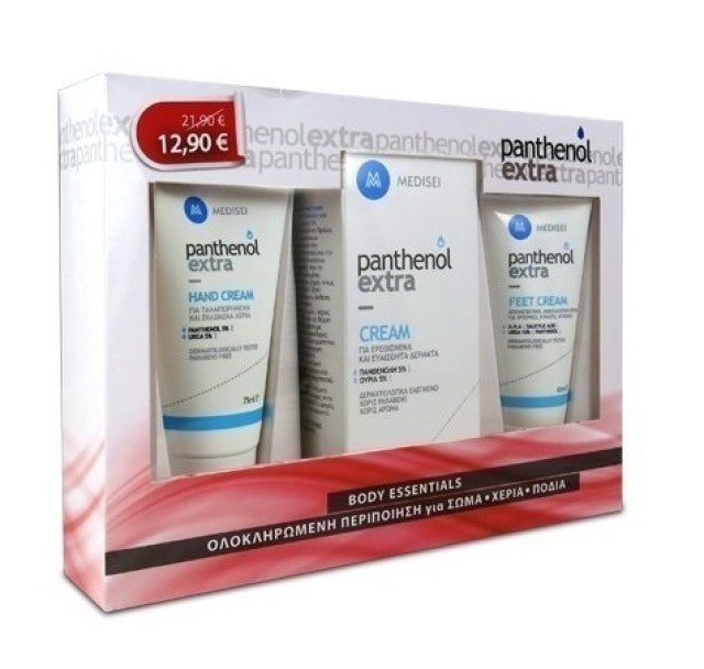 Medisei Panthenol Extra Σετ Περιποιήσης Body Cream 100ml & Feet Cream 60ml & Hand Cream 75ml