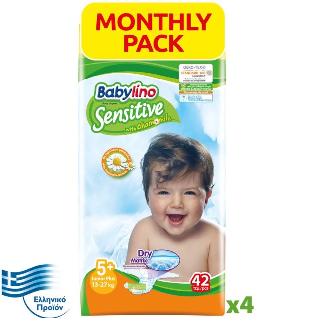 BABYLINO SENSITIVE Monthly Pack No5+ (13-27Kg) 168τεμ