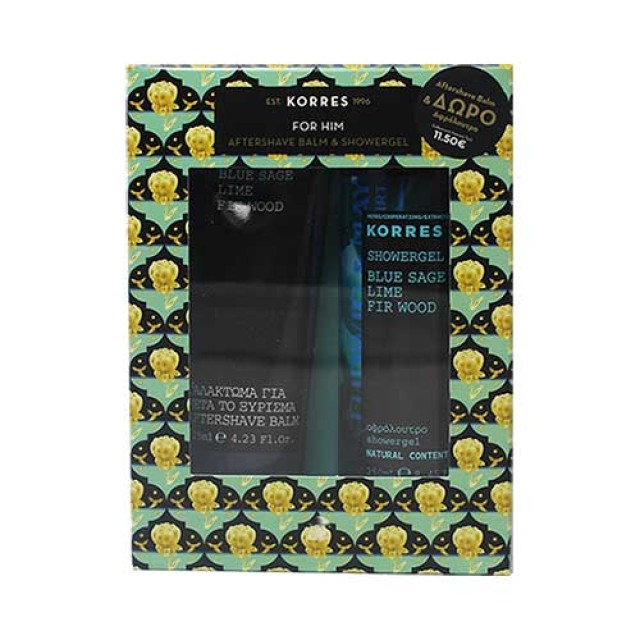 Korres ΣΕΤ Aftershave Balm Blue Sage - Lime - Fir Wood 125ml + ΔΩΡΟ Showergel 250ml